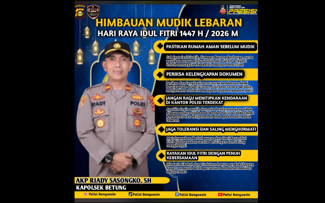 Kapolsek Betung Imbau Masyarakat Waspada dan Utamakan Keselamatan Saat Mudik Lebaran 1447 H