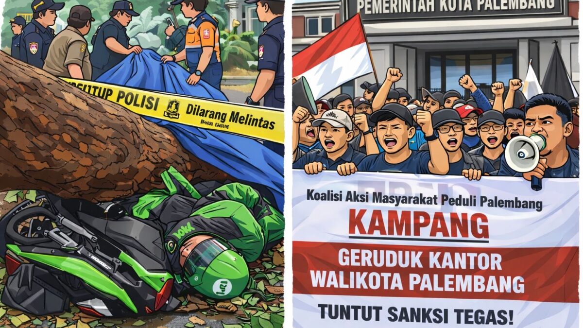Ojol Tewas Tertimpa Pohon, Koalisi Aksi Masyarakat Peduli Palembang Siap Geruduk Kantor Walikota Palembang