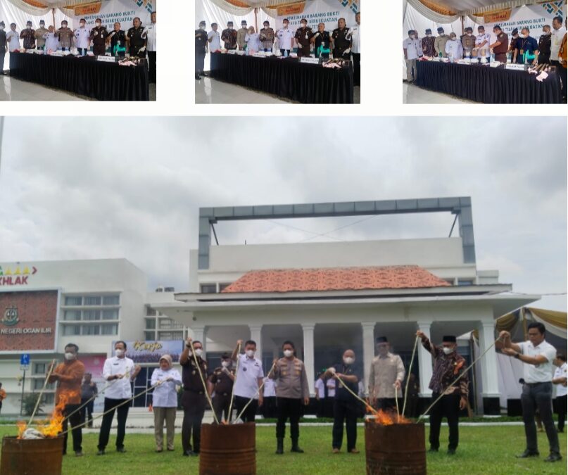 Kapolres Ogan Ilir Bersama Bupati Hadiri Pemusnahan Barang Bukti Inkracht, Tegaskan Komitmen Berantas Kejahatan