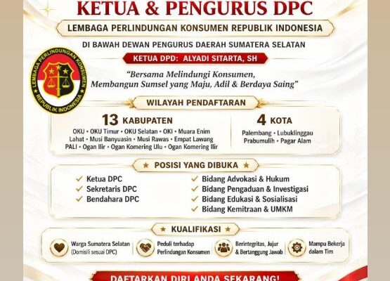 DPD Sumatera Selatan Buka Rekrutmen Ketua dan Pengurus DPC, Perkuat Perlindungan Konsumen di Daerah