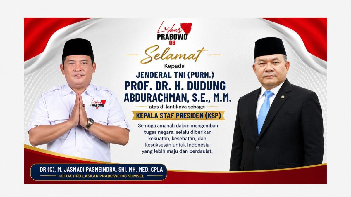 Laskar Prabowo 08 Sumsel Ucapkan Selamat atas Pelantikan Dudung Abdurachman sebagai Kepala Staf Presiden