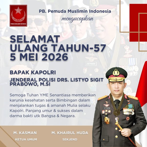 PB Pemuda Muslimin Indonesia Ucapkan Selamat Ulang Tahun ke-57 Kapolri