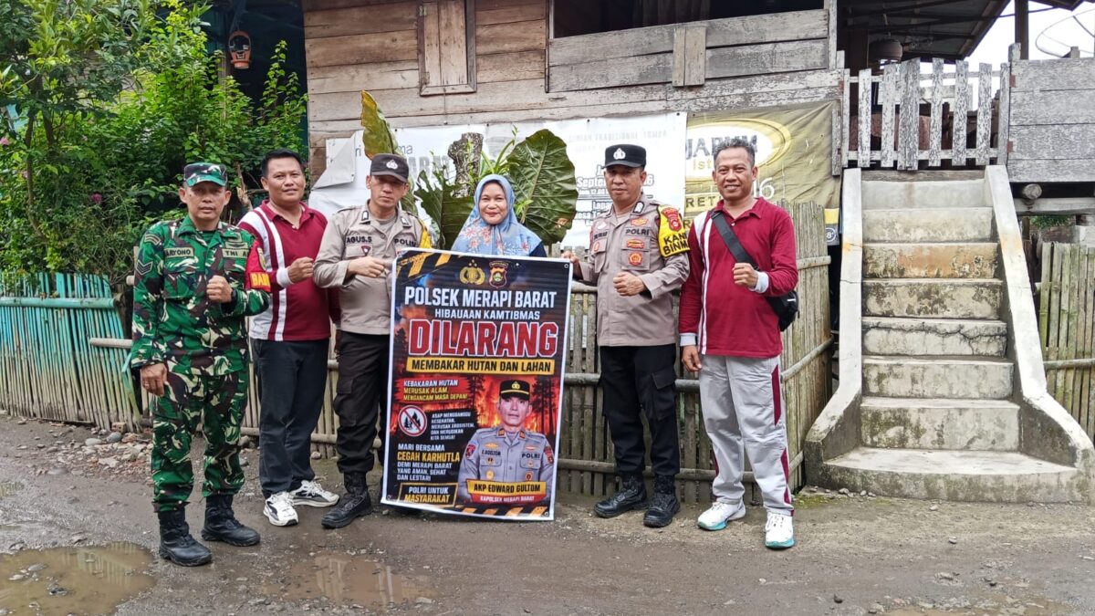 Cegah Karhutla, Polsek Merapi Barat Pasang Spanduk Imbauan di Desa Tanjung Telang