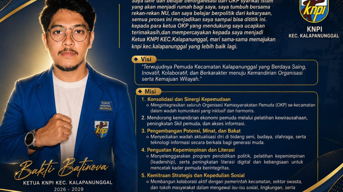 Mengenal Bakti Batinova, Ketua PK KNPI Kalapanunggal Periode 2026–2029